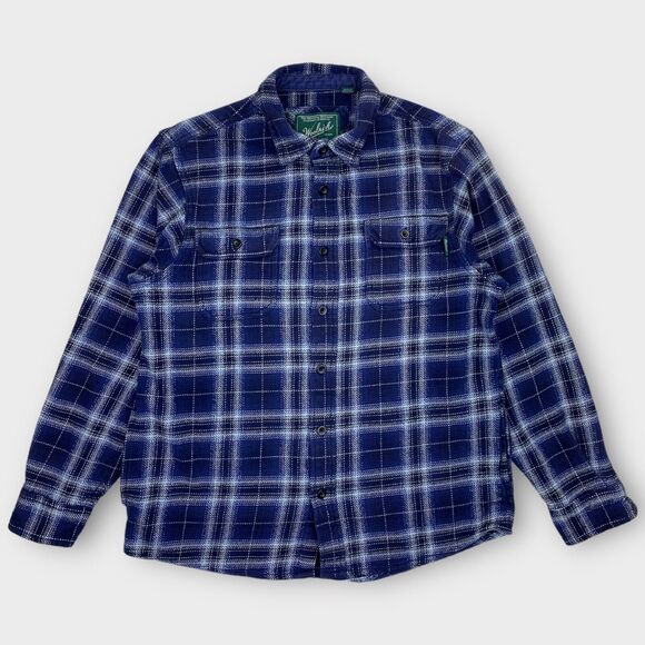 Woolrich Shirt Jacket Mens Medium Flannel Blue Plaid Heavy Shacket Outdoors - Picture 1 of 14